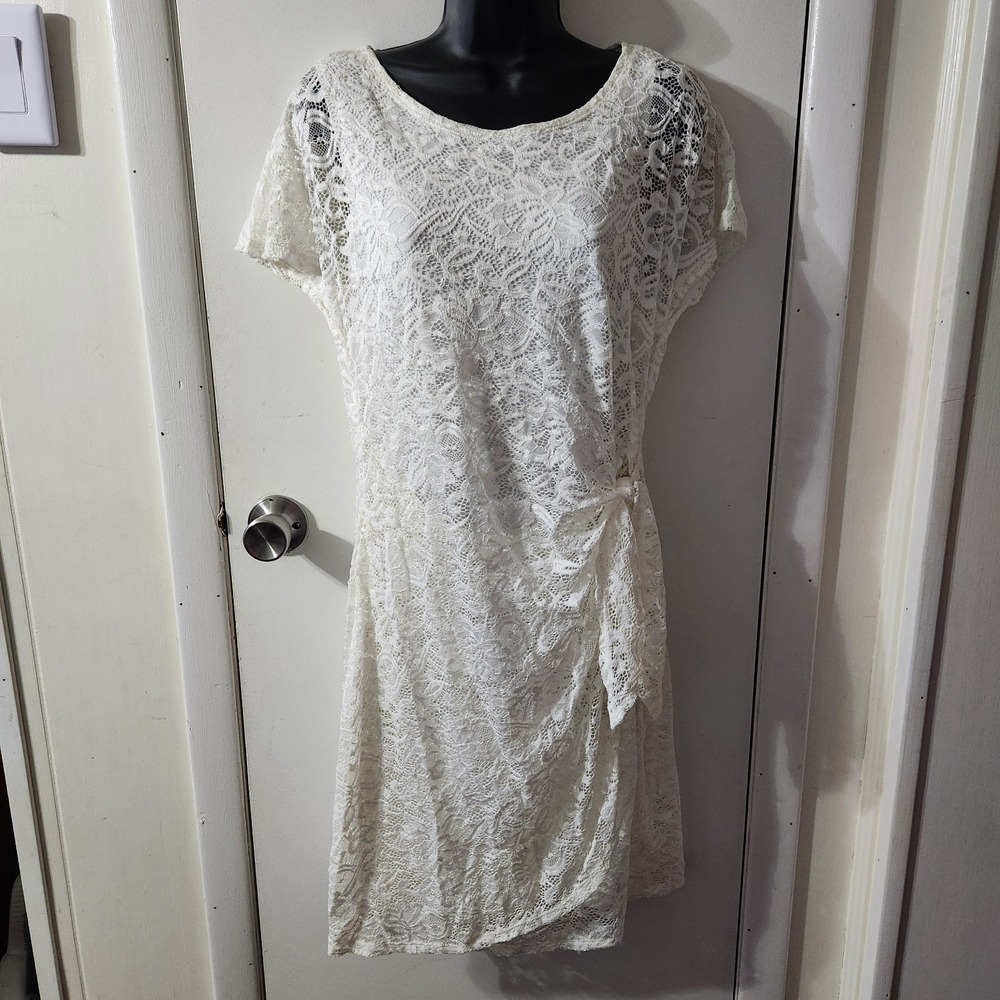 Robbie Bee Women's Tie Knit Short Sleeve Midi Sheath Dress Sz PS Color: WHT